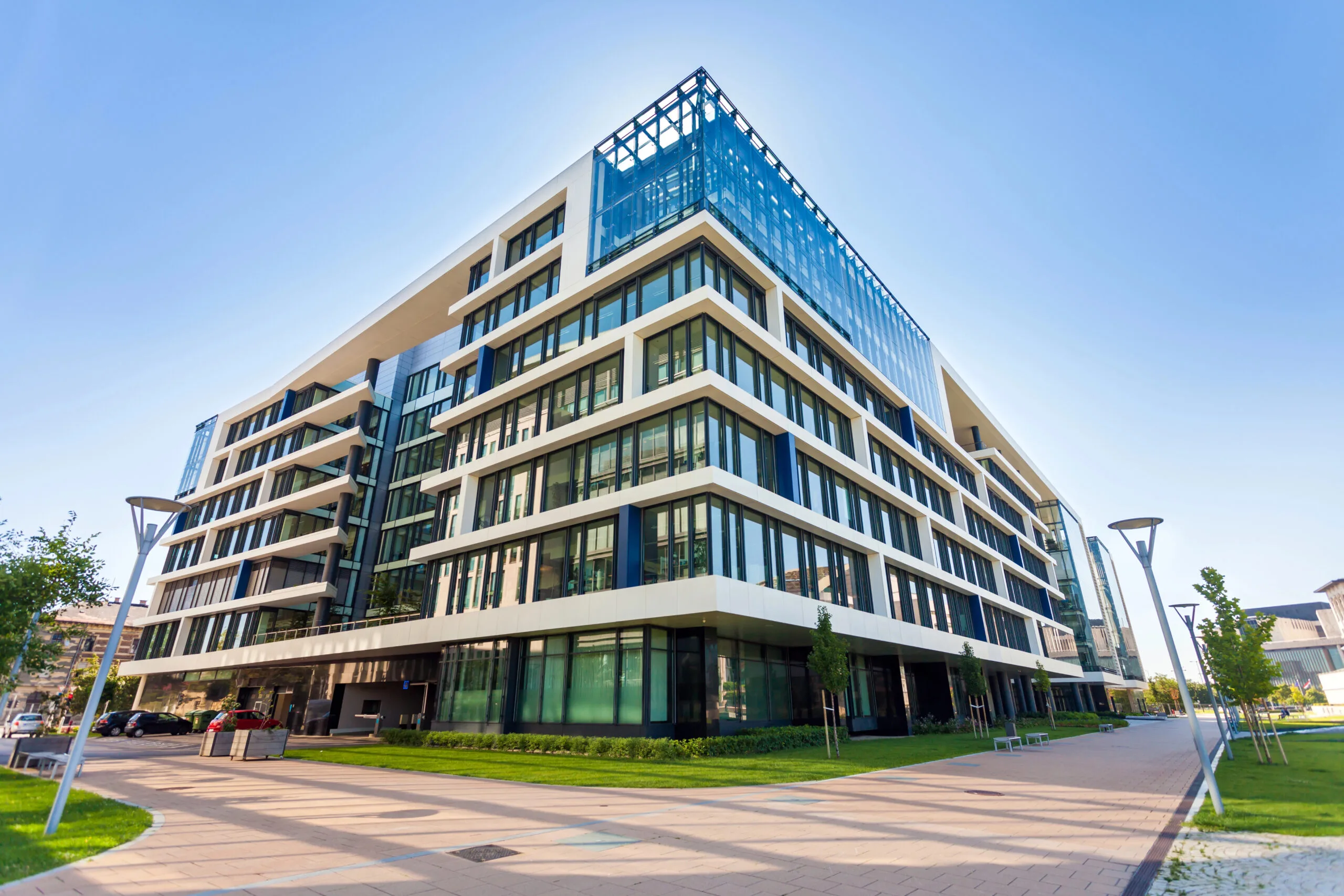 a building with glass windows